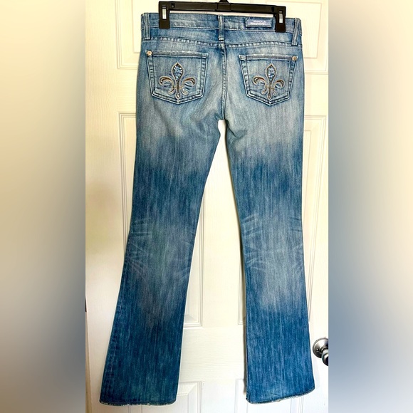 Rock & Republic Denim - Rock & Republic Low Rise Flare Leg Jeans Fleur-di-lis Embellishment SZ 26 Y2K